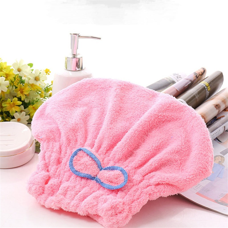 Shower Cap Women Hair Cap Microfibre Quick Hair Drying Bath Spa Bowknot Cap Wrap Towel Hat For Bath Bathroom Accessories