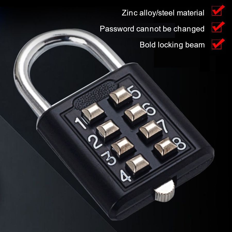 Smart Password Combination Padlock10/8/6 Digits Keypad Lock Outdoor Waterproof Anti-theft Safe Padlock Hasp Mini Code Padlock For School Office Luggage Door Lock Cabinet File Box Locker Toolbox Fence