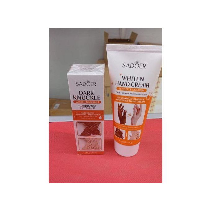 Complete 4 in 1 Dark Knuckles Set With Niacinamide + Vitamin C : Hand cream + Foot mask + Serum + Cream