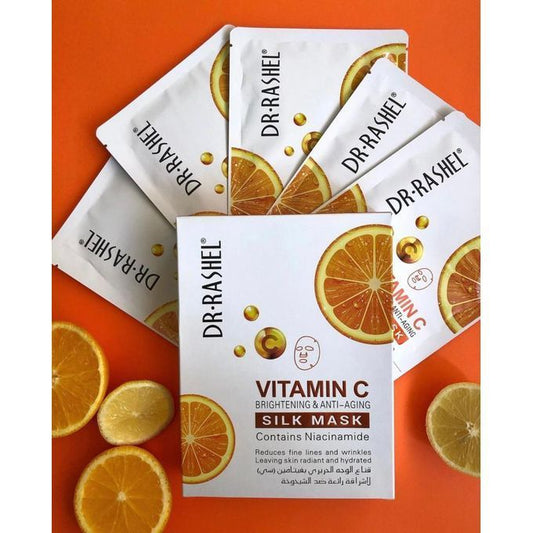 Dr. Rashel Vitamin C Brightening & Anti-Aging Face Mask Moisturizing Silk Facial Mask Sheet - 5Pcs Set