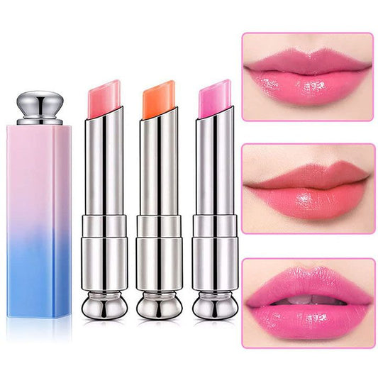 Peach Strawberry Orange Color Changing Change Lipstick Lip Balm Set for Women Korean Magic Lipstick Color Change Changing Lip Tint Tinted Stain Balm Long Lasting Waterproof Crystal Lipstick
