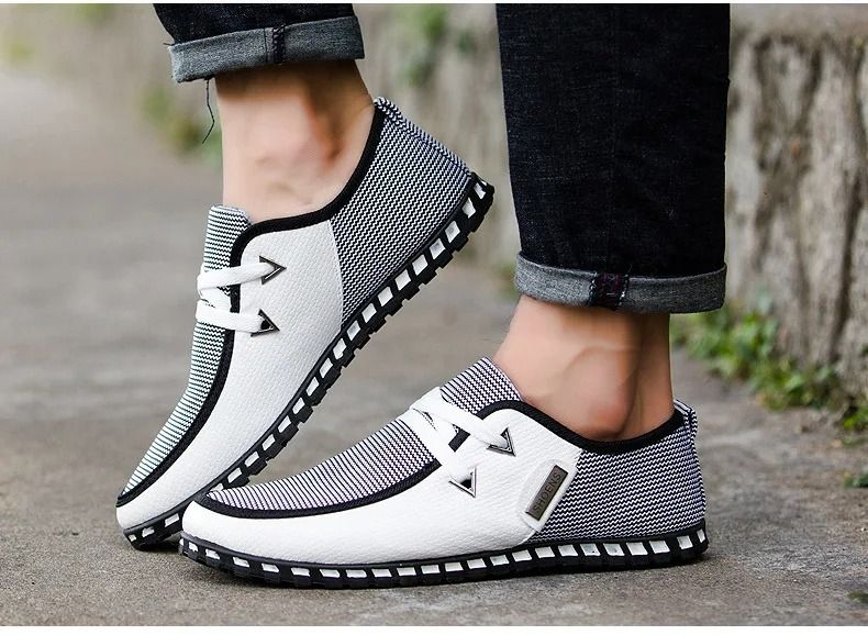 ASSKLO Designer Men's Casual Shoes Fashionable Leather Shoes Lightweight Breathable Sneakers Outdoor Sports Shoes Walking Shoes Canvas Flat Shoes For Parties Dances Wedding Celebration Gifts whtie