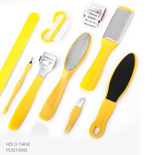 10PCS Set Foot Board File Rubbing Exfoliating Foot Grinding Device To Remove Dead Skin Foot Grinder Set Rubbing Foot Board Calluses Washing Foot Brush Scraping Foot File Pedicure Tool Set