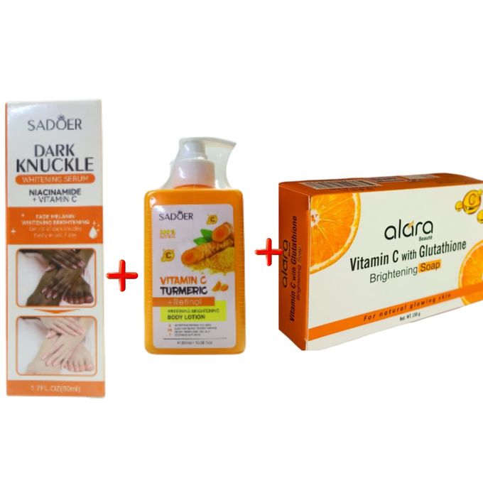 Dark Knuckles – Whitening Serum Niacinamide + Vitamin C & Vitamin C Turmeric + Retinol Whitening And Brightening Body Lotion & VITAMIN C WITH...