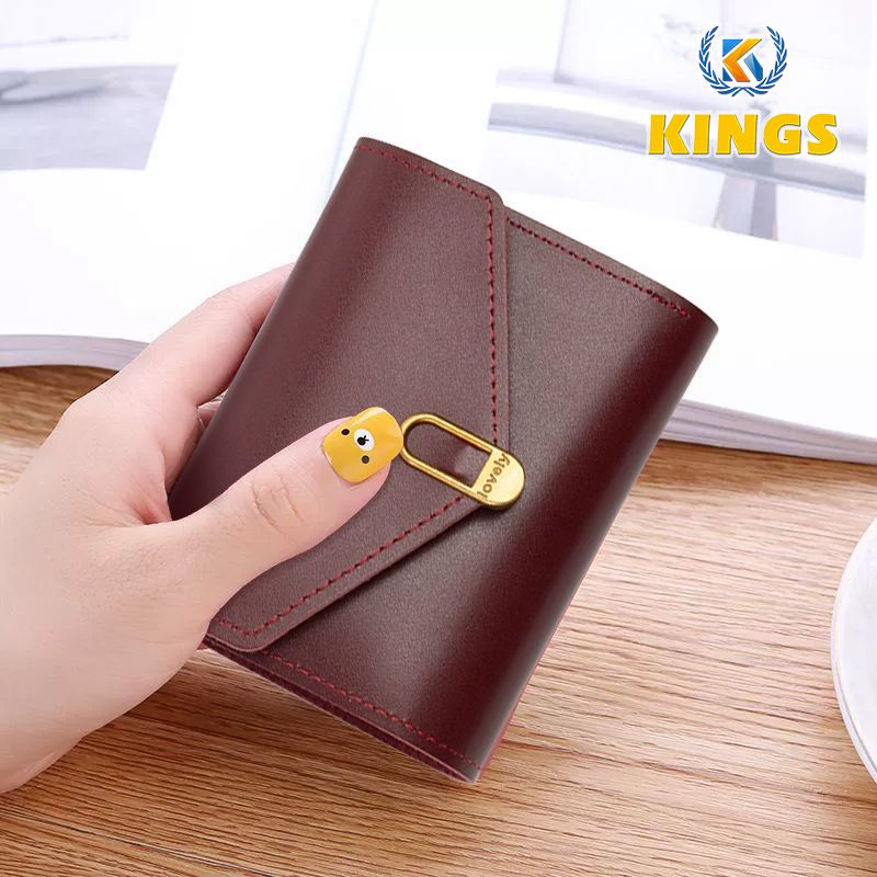 Women Short Wallet Ladies Coin Purse Tri-fold Wallet Card Case PU Synthetic Leather Wallet