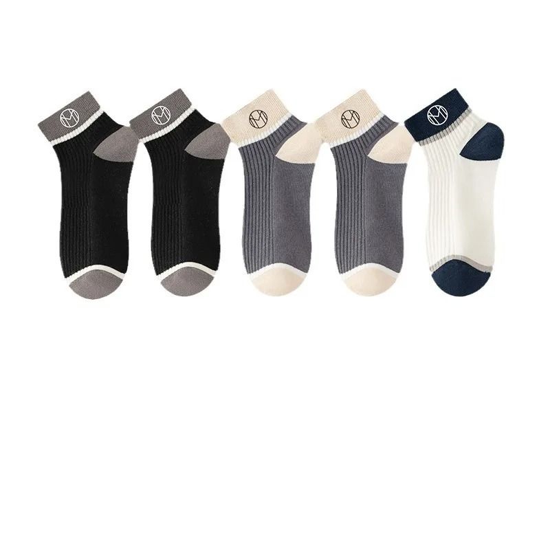 ASSKLO 5 Pairs Fashion 100% cotton socks Men's Socks Anti Odor Socks Men Short socks anti odor Ankle Socks Breathable Sweatproof Street Deodorant Invisible Women's socks unisex socks Classy Comfort