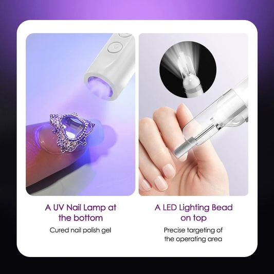 2in1 Electric Nail Drill with UV Lamp Rechargeable Manicure Pedicure Set For UV GEL Fast Curing