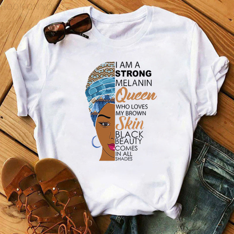 Tshirts Women T-shirts 2 in 1 tshirts Women Clothes Shirts 2 PCS/Sets Women Tops Lady Wear shirts Africa Queen On Sale New Arrival