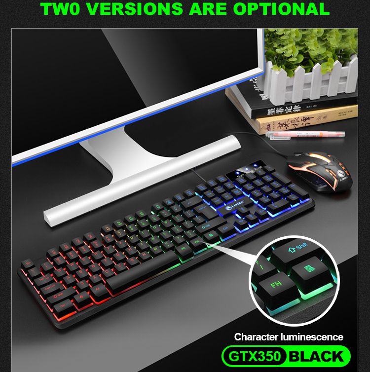 2in1 Luminous keyboard and mouse set Mouse Combos Mechanical feel e-sports gaming mouse keyboard set
