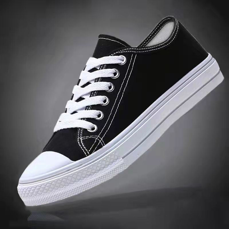 ASSKLO Flats shoes flat heel low top solid color black women's canvas small white shoes versatile version Black shoes