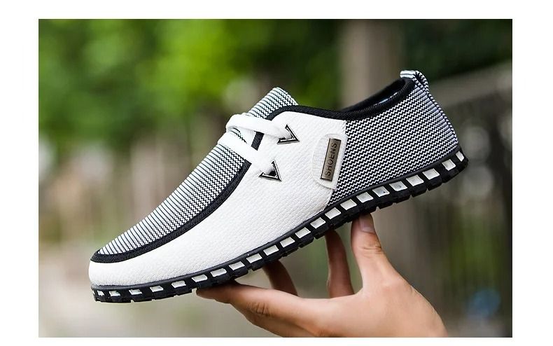 ASSKLO Designer Men's Casual Shoes Fashionable Leather Shoes Lightweight Breathable Sneakers Outdoor Sports Shoes Walking Shoes Canvas Flat Shoes For Parties Dances Wedding Celebration Gifts whtie