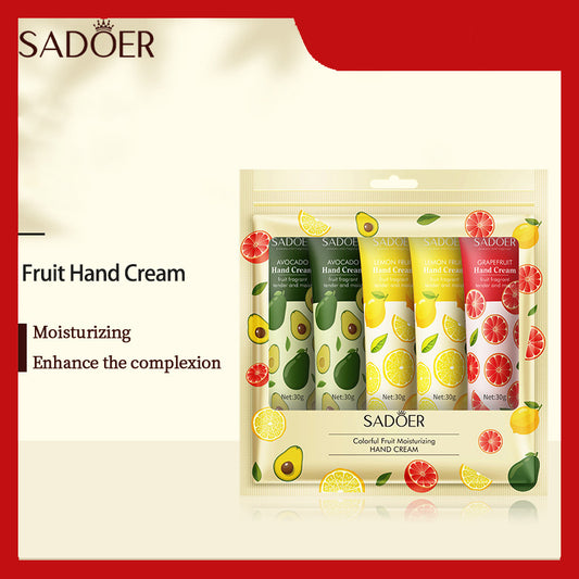 SADOER Hand Cream 5 PCS/Set Fruit Moisturizing Hand Cream Nourish Hand Care Hand Lotion Moisturize Stratum Corneum Hands Hydration Moisturizing Skin Care Creams for Dry Cracked Hands