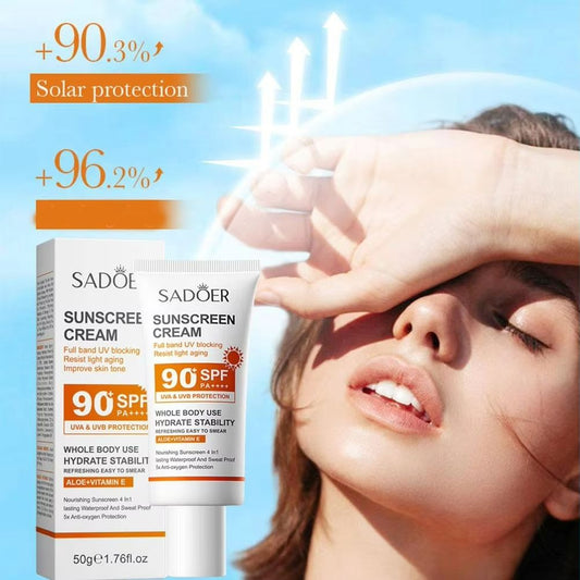 SADOER SPF90+ Sunscreen Gentle Non-greasy and Invisible Protects Soothes Sensitive Skin Sun Cream UV Blocking Anti-oxygen Protection