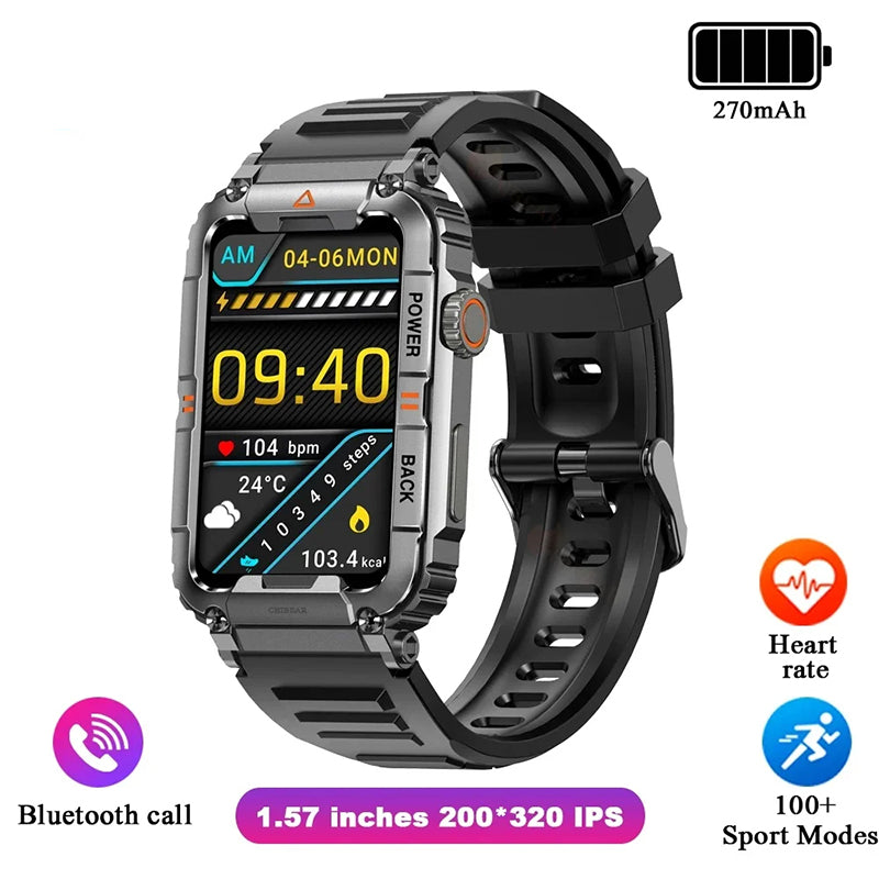 KR88 Men Smart Watch For Android IOS Fitness Watches IP68 Waterproof Military Healthy Monitor AI Voice Bluetooth Call Smartwatch