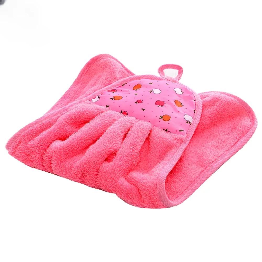 Coral Velvet Bathroom Supplies Soft Hanging Hand Towel Thickened Absorbent Cloth Dishcloths Hanging Cloth Kitchen Cleaning Towel