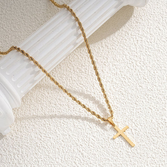 New Stainless Steel Cross Pendant Necklace for Men Women Minimalist Gold Color Jewelry Male Female Necklaces Chokers Gifts