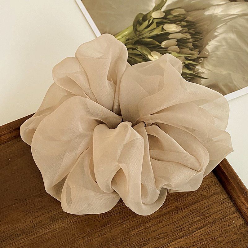 Super fairy solid color mesh simple forest style large intestine headband, high-end feeling, tie headband, elegant and versatile headband hair accessory