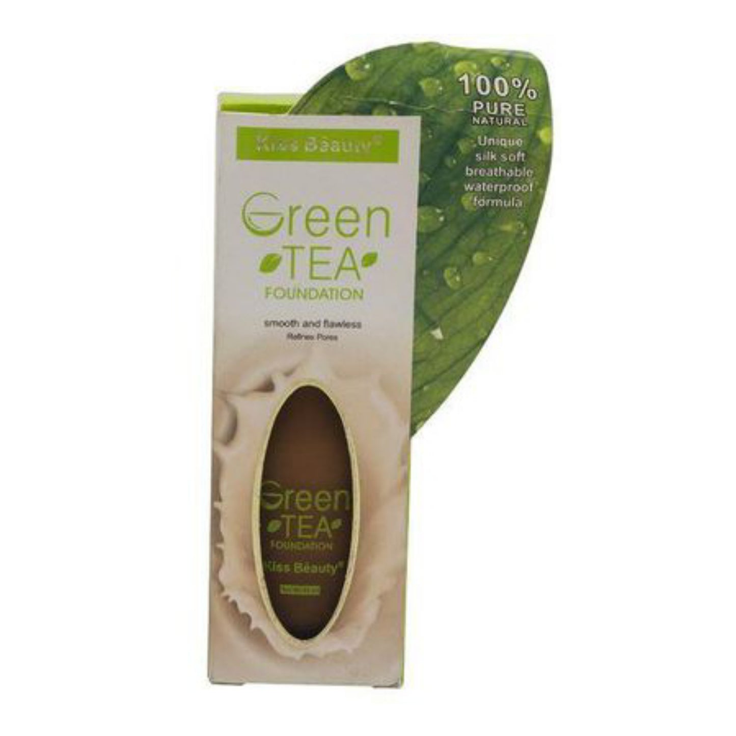 Kiss Beauty Green Tea Foundation Smooth & Flawless Refines Pores Coverage Face Makeup