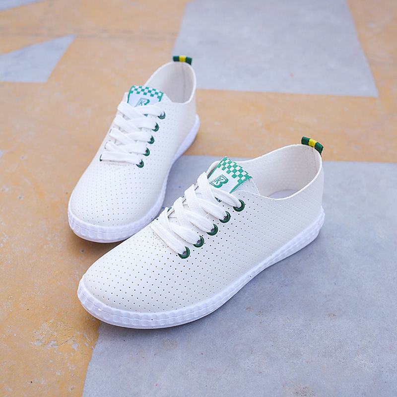 ASSKLO Women's Shoes Large Size Small White Shoes Flats Casual Shoes Sneakers Version Lace-up Soft Leather Shoes Ladies Shoes Girls School Outdoor student Shoes Fashion Round Toe Comfort white blue