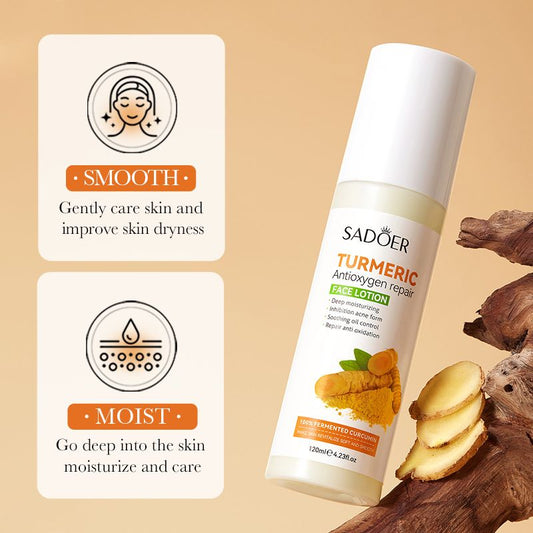 SADOER 15PCS Skin Care Set Turmeric Cleansing Moisturizing Antioxidant Set Gifts Set Face Lotion + Face Toner + Face Serum + Face Cream + Antioxygen Acnes Face Cleanser + 10PCS SADOER Face Masks