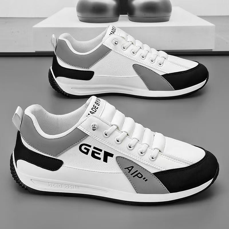 ASSKLO Fashion Designer Men Sneakers Outdoor Casual Shoes PU Leather Breathable Walking Sports Shoes Men's Running Forrest Gump Shoes Flat Shoes Loafers Soft Sole Comfortable Durable white black