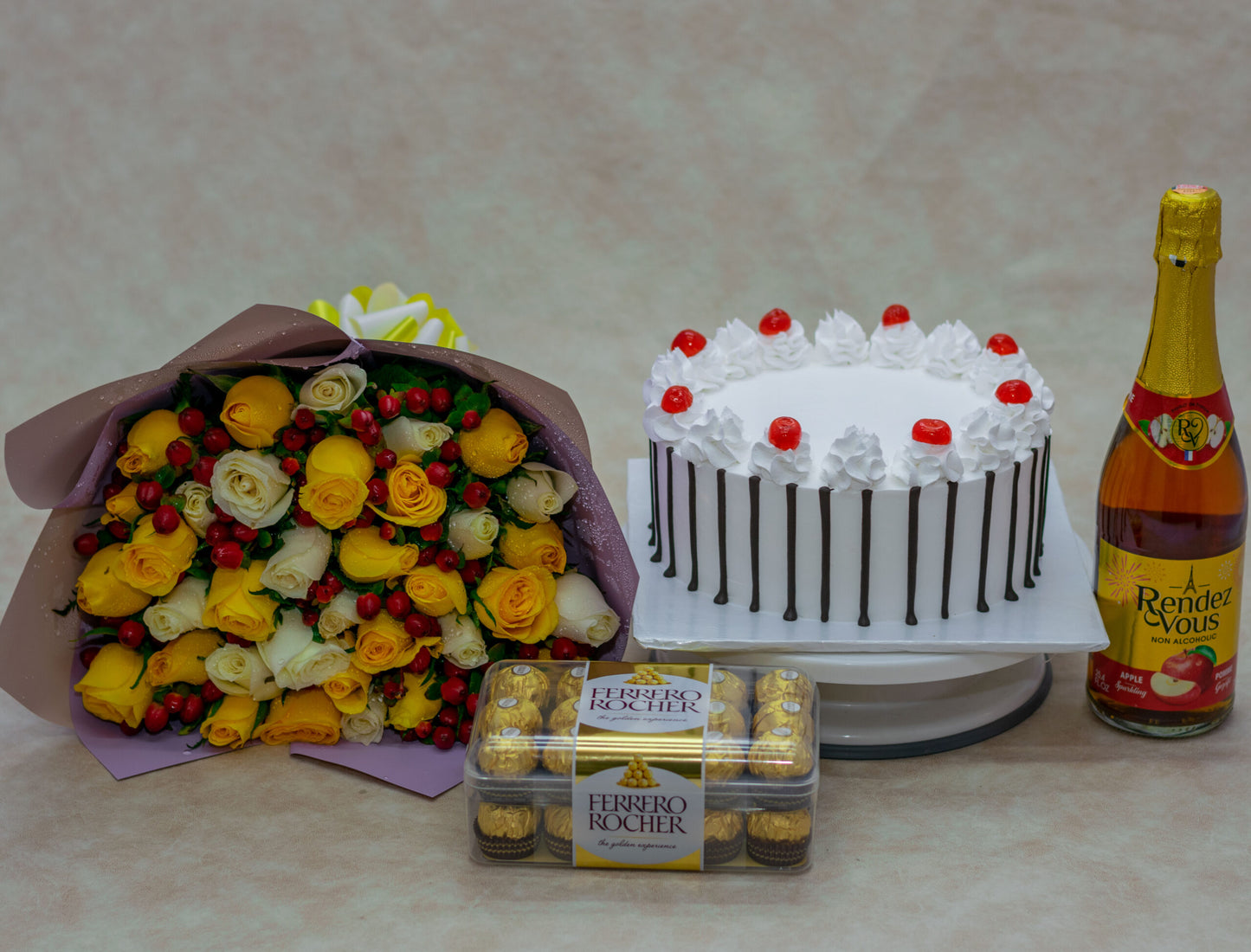 Flower, Cake, Wine and Chocolate Birthday Package