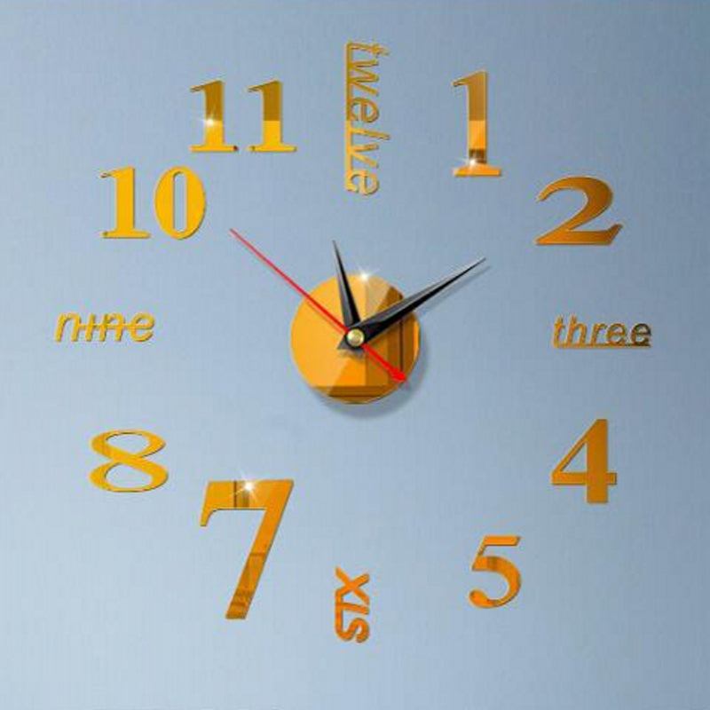 Wall Clock Living Room DIY 3D Home Decoration Mirror Art Design, DIY Wall Clock 3D Mirror Surface Sticker Home Office Decor Clock