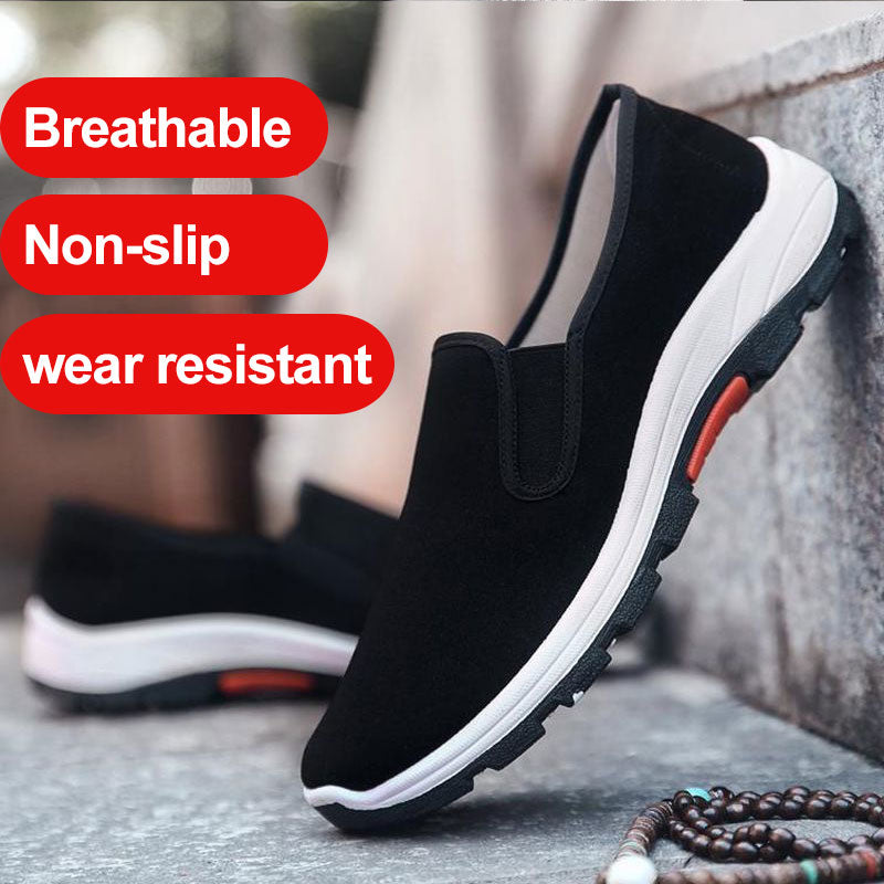 ASSKLO Large size classic Loafers rubber flats shoes Casual shoes Fashion Black laceless men canvas shoes Canvas Shoes Sneakers Low Top Black Shoes High Quality Generic Men's Athletic Shoes Motion