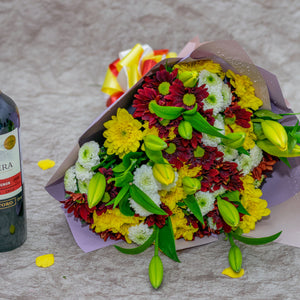 Frontera Wine and a Flower Bouquet.