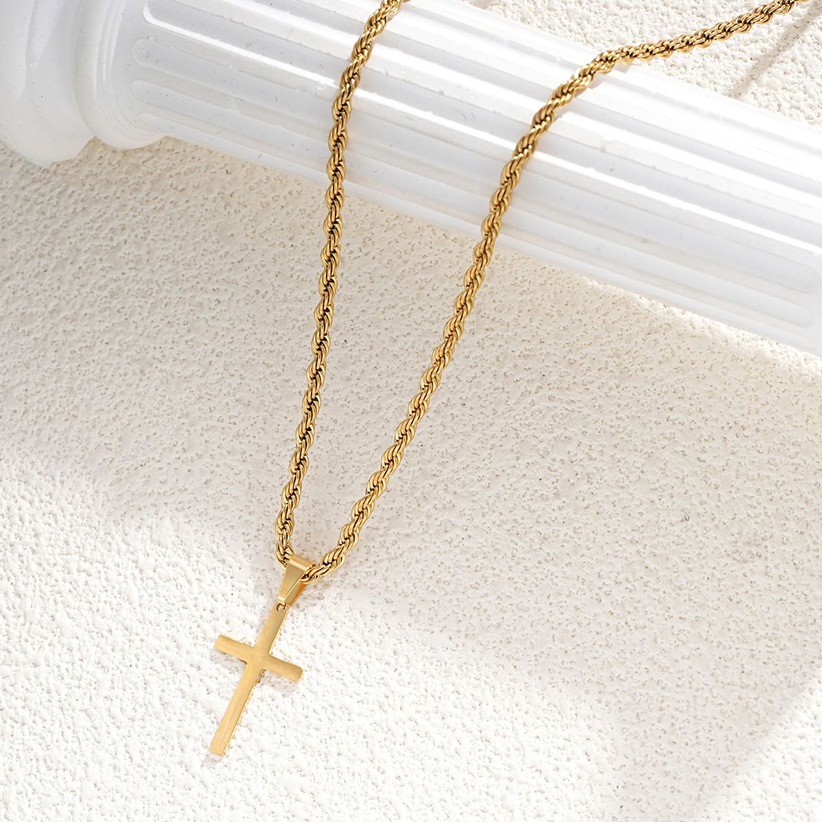 New Stainless Steel Cross Pendant Necklace for Men Women Minimalist Gold Color Jewelry Male Female Necklaces Chokers Gifts