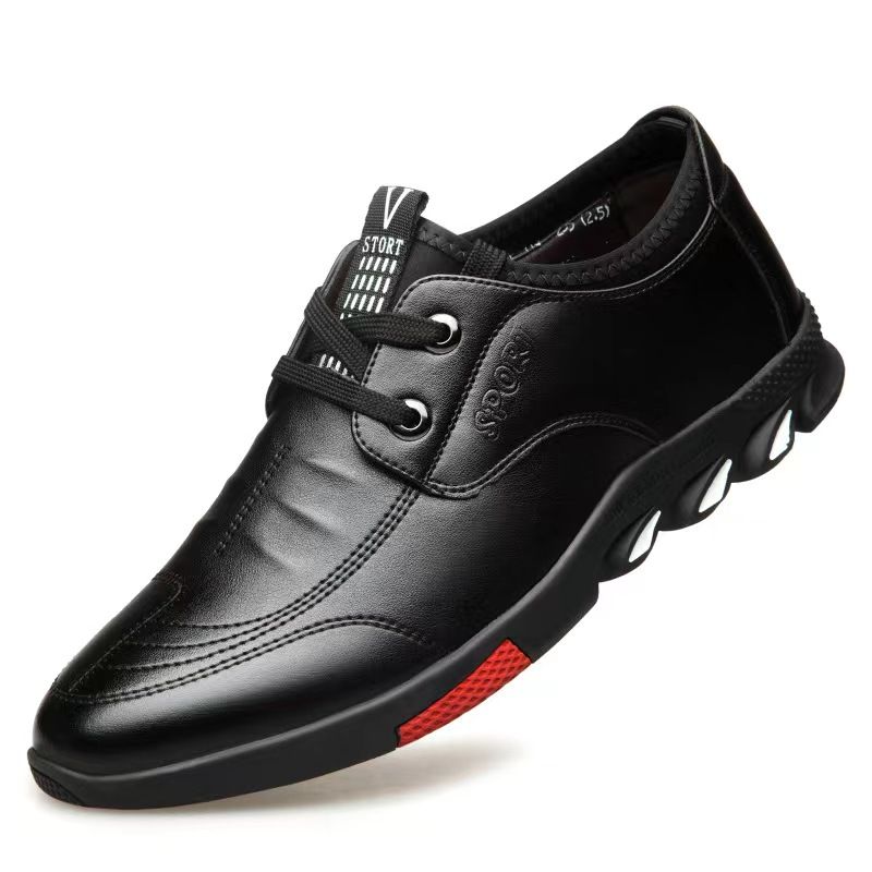 ASSKLO PU leather shoes men's leather casual shoes sport sneaker footwear business leather shoes men's leather shoes dress shoes lace-up shoes fashion versatile casual shoes driving shoes men Black