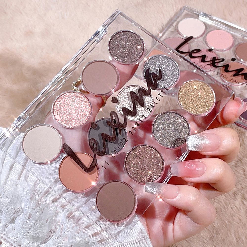 Transparent 12 color magic eye shadow plate pearly matte milk tea earth color high beauty fine flash student parity niche