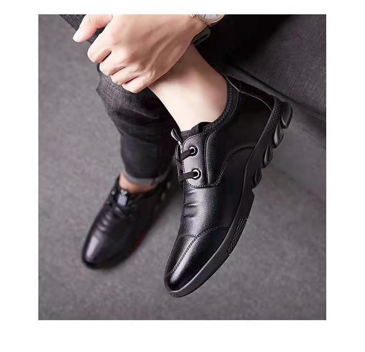 ASSKLO PU leather shoes men's leather casual shoes sport sneaker footwear business leather shoes men's leather shoes dress shoes lace-up shoes fashion versatile casual shoes driving shoes men Black