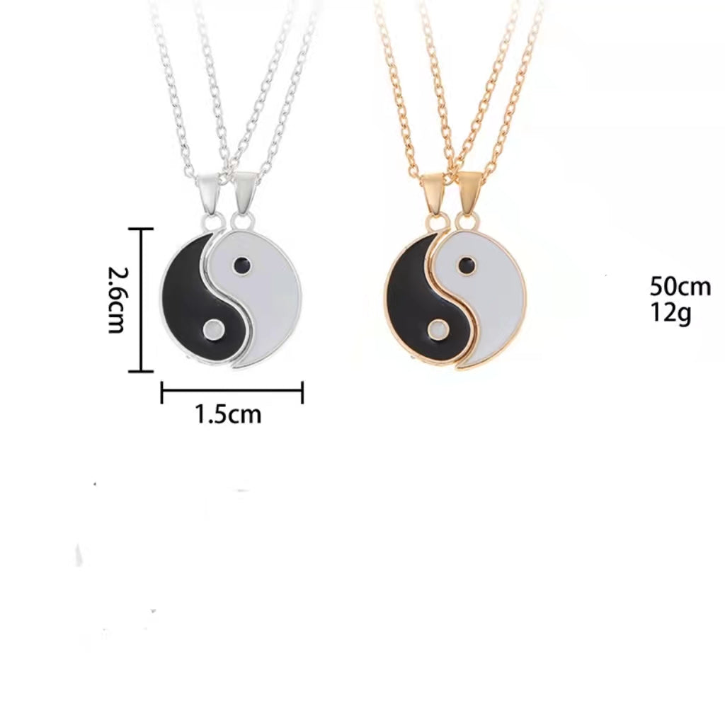 2 pcs/set Hot sale new style stitching gossip yin yang couple necklace Brand MM