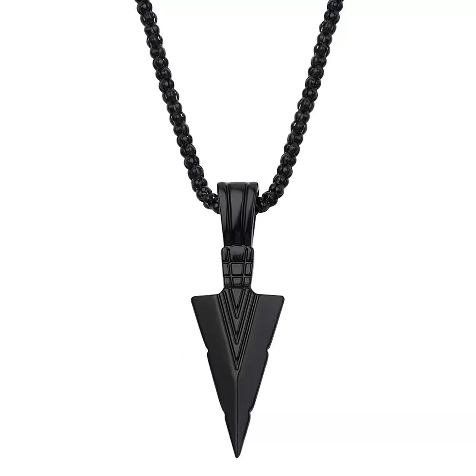 Men's Design Matte Black Long Necklace With Arrow Pendant Jewelry Chain Hip Hop Jewellery One Size Black Long Necklace Men's Fashion Brand Versatile Sweater Chain Women's Hip-hop Pendant Small crowd