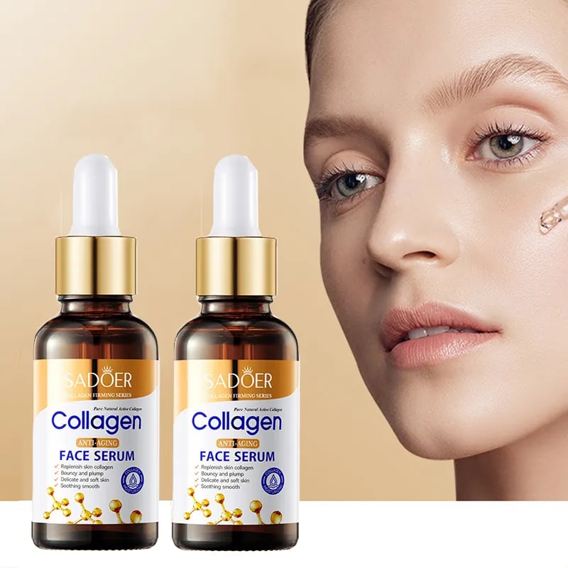 SADOER Collagen Face Serum For Skin Tightening Like Vitamin C, Helps Lift, Plump & Firm Sagging Skin Serums For Skin Care Anti Wrinkle Boost, Fragrance Free Pure Natural Active Collagen Face Serum