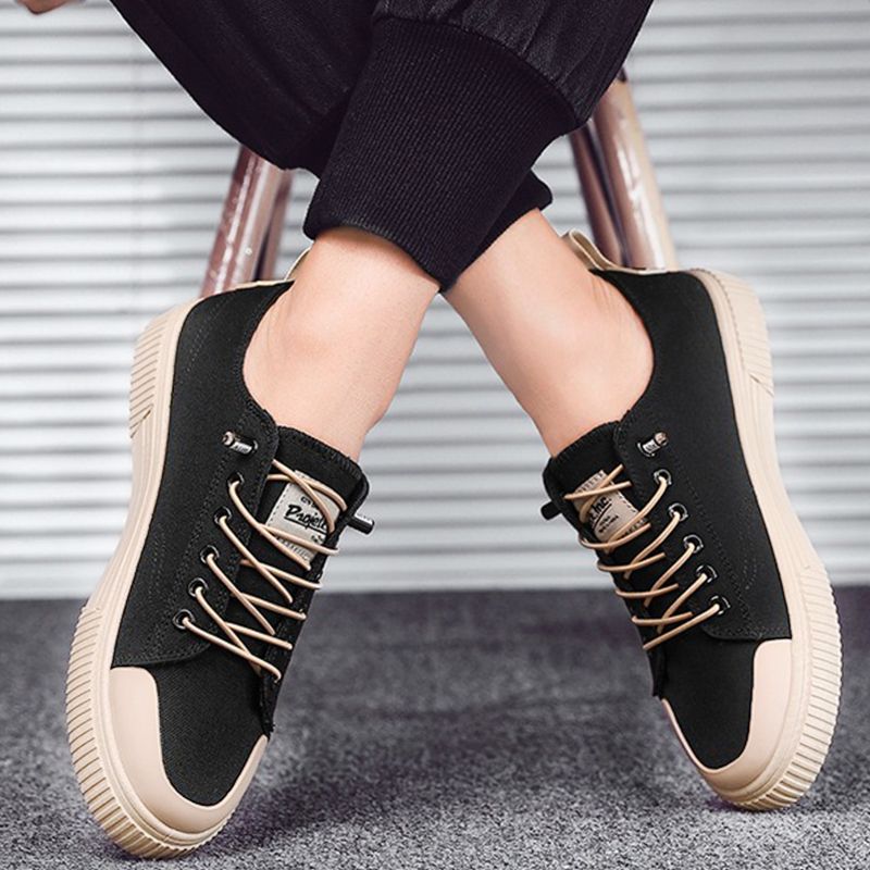 ASSKLO Premium shoes Men shoes canvas shoes breathable men's shoes trendy shoes shoes versatile trendy board shoes casual shoes Black