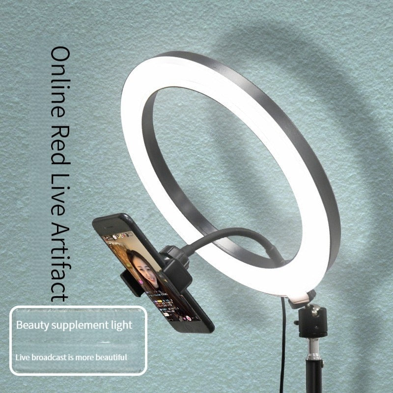 10-Inch Led Ring Light Adjustable 2.1m Stand For Selfie Straight Video Selfie Light Flash