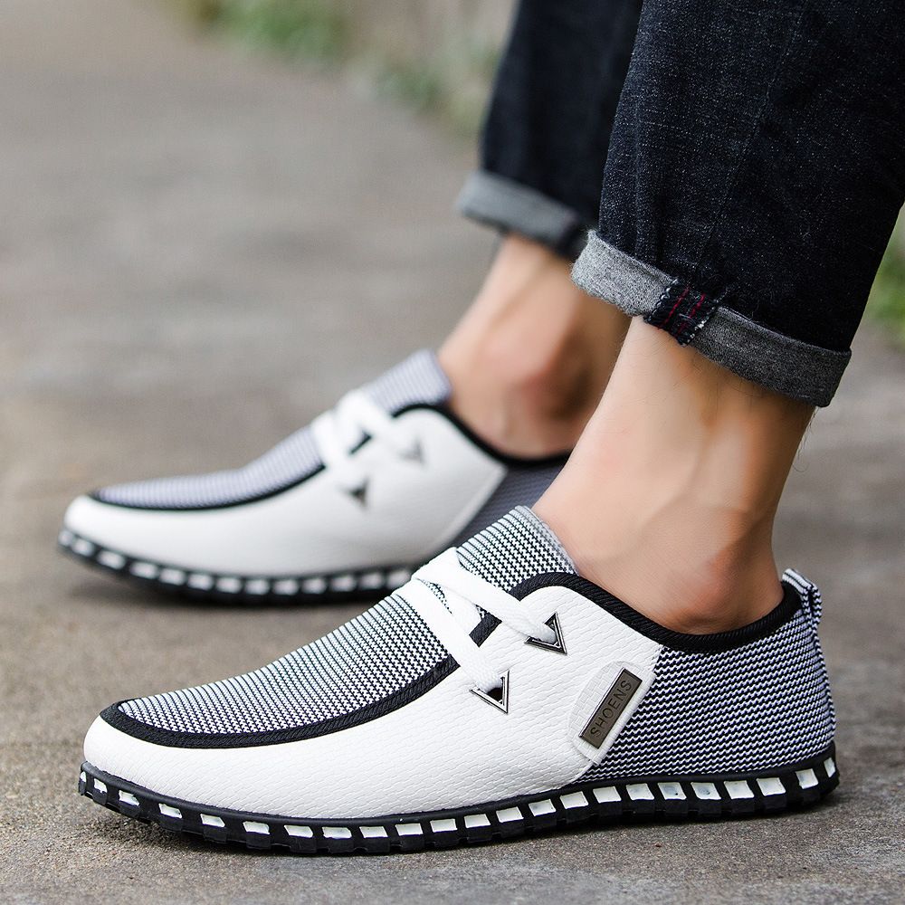 ASSKLO Designer Men's Casual Shoes Fashionable Leather Shoes Lightweight Breathable Sneakers Outdoor Sports Shoes Walking Shoes Canvas Flat Shoes For Parties Dances Wedding Celebration Gifts whtie