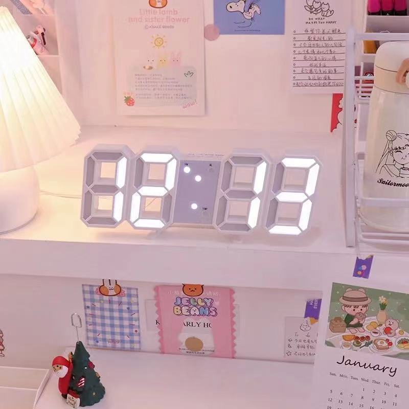 Intelligent 3D Digital Clock Alarm Clocks LED USB Interface Wall Clock Temperature clock