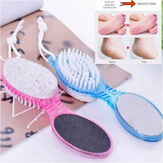 2 Pcs - 4 In 1 Foot Scraper Pedicure Tool Dead Skin Remover Scrubber Bush Pumice Stone File Heel Feet