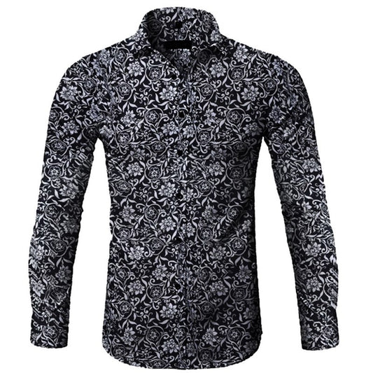 Shirts This Year's Popular Minority Design High-grade Men's Floral Shirt Style Large Stand Collar Long-sleeve Printing