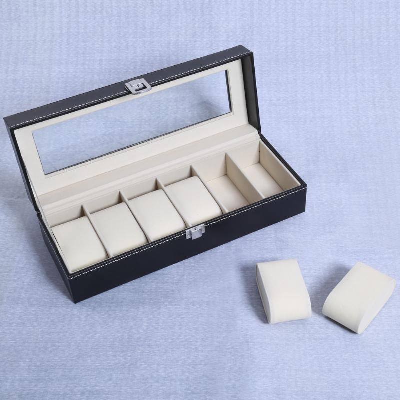 High Quality PU Leather 6 Grid Watch Organizer