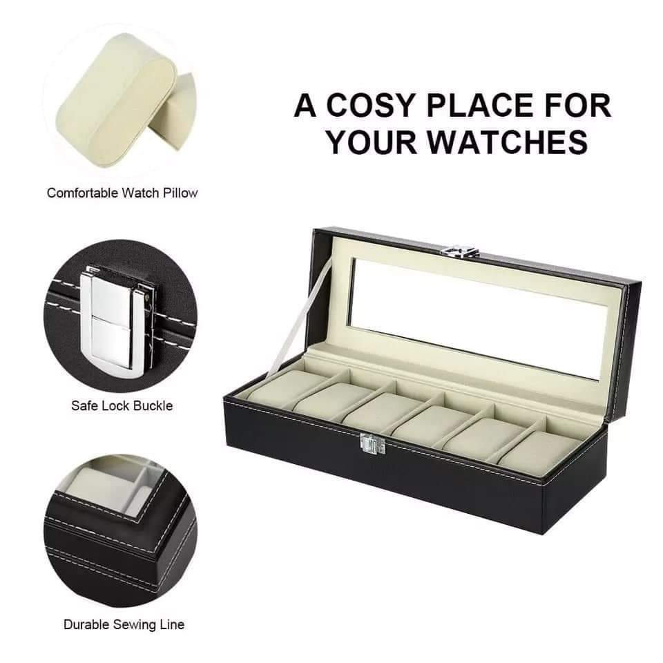 High quality PU leather 6 slots watch organizer