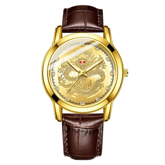 Fashion Men Watches Quartz Business Watches Male Wrist Watch Dragon shaped Leather Strap Watch