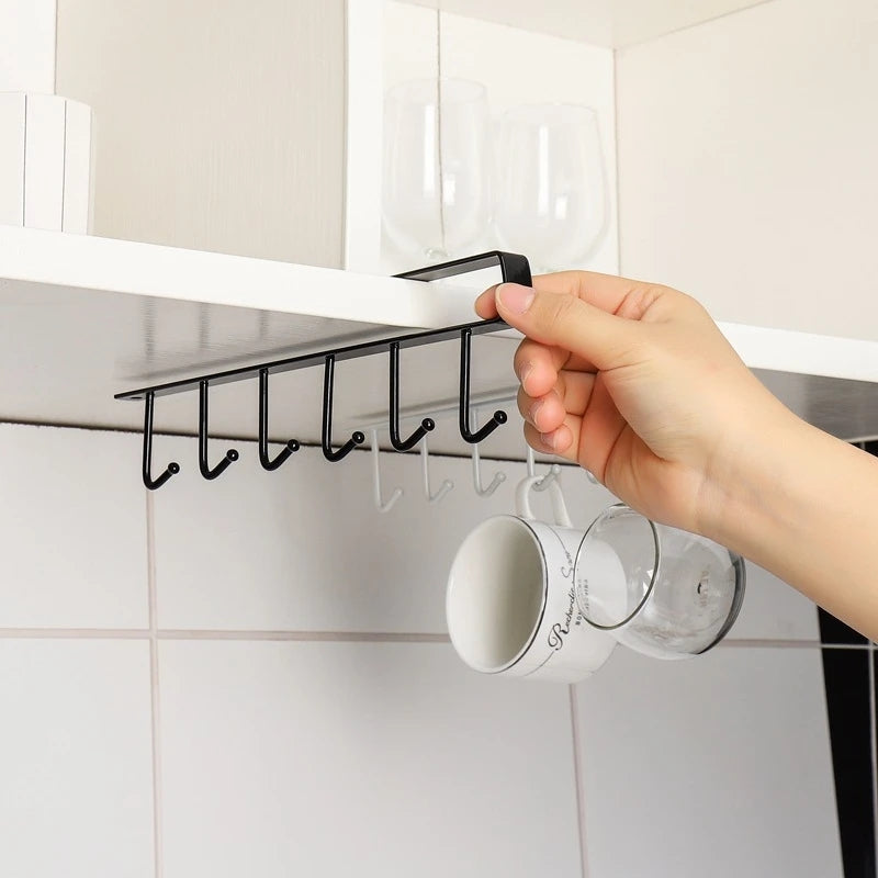 Iron Cabinet Traceless Hook Storage Hanger Multi-Row Hook Wardrobe Kitchen Punch-free Traceless Hook