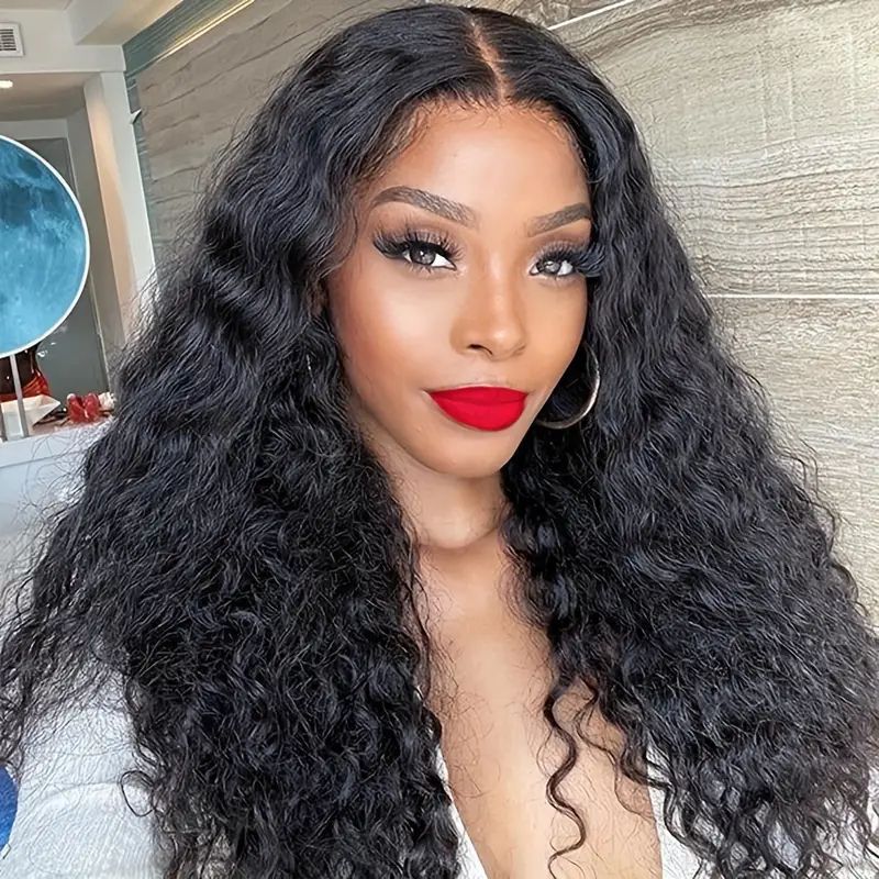 Women Wigs Long Loose Curly Deep Wave Wig Heat Resistant Synthetic Glueless Middle Part Ladies Hair Wig Gift