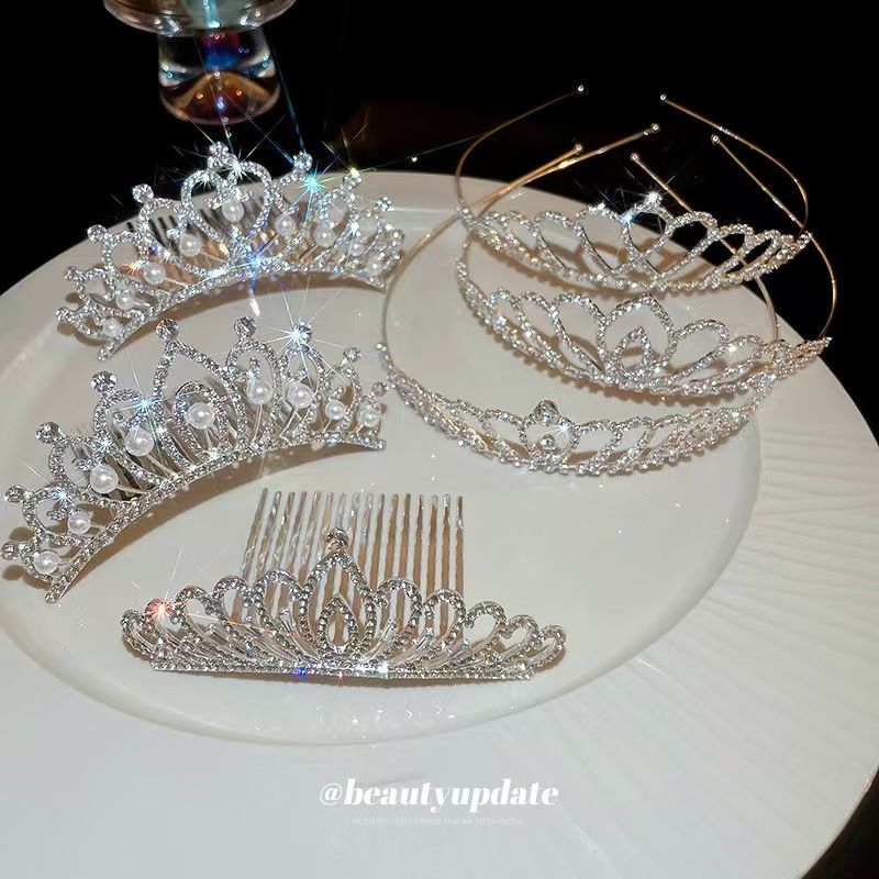 Diamond studded flower, leaf, hair headband, princess birthday atmosphere, crown headband, light luxury, fashionable and high-end feeling