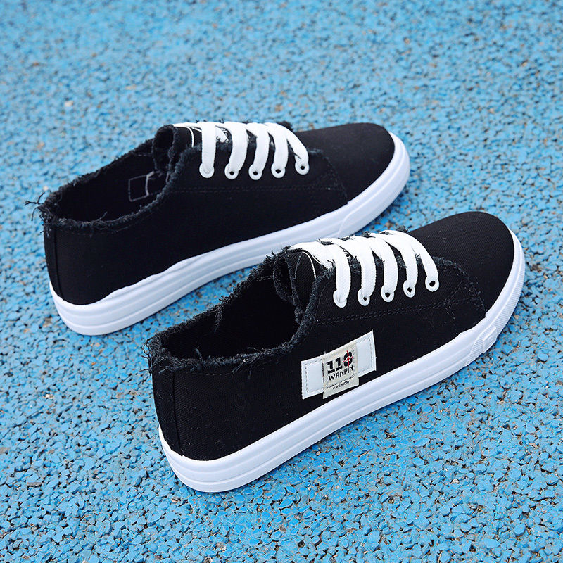 ASSKLO rubber flat shoes canvas shoes sports shoes classic women's shoes ladies shoes slip resistant breathable denim casual shoes running shoes student girl sneakers fashion gifts black blue white