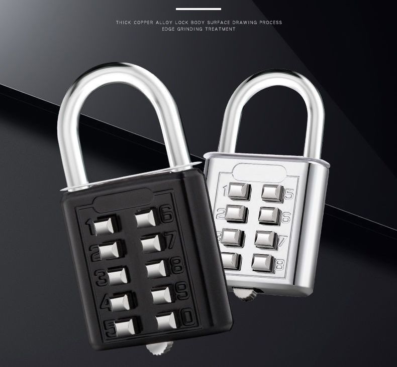 Smart Password Combination Padlock10/8/6 Digits Keypad Lock Outdoor Waterproof Anti-theft Safe Padlock Hasp Mini Code Padlock For School Office Luggage Door Lock Cabinet File Box Locker Toolbox Fence